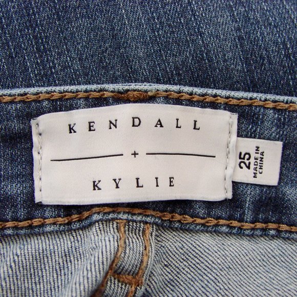 Straight Jeans Distressed Moto Mid Rise Skinny Stretch Kendall + Kylie Size 25 - Picture 3 of 15